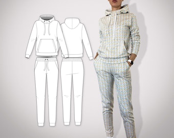 Sewing pattern | E-Book | Unisex Loungewear | Hoodie and pants | Size XXS-4XL | digital download | with sewing instructions
