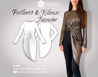 Pullover Sewing Pattern Jasmine | PDF E-Book | Sew a Stylish Blouse or Sweater | Sizes XXS–7XL | Instant Download