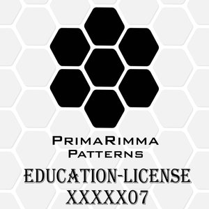 May include: Black and white logo with a honeycomb pattern and the text "PRIMARIMMA PATTERNS EDUCATION-LICENSE XXXXX07"