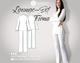 Sewing Pattern Lounge Set Fiona | Jersey Set | Cozy Set for Home and Travel | Sizes XXS-7XL | PDF Instant Download with Sewing Instructions