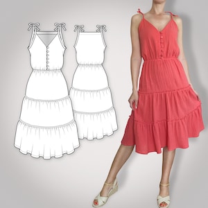 Sewing pattern | tiered dress Alicia | eBook | Size XXS-XL | pdf-download | with sewing tutorial | sew your own summer trends