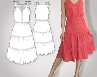 Sewing pattern | tiered dress Alicia | eBook | Size XXS-XL | pdf-download | with sewing tutorial | sew your own summer trends