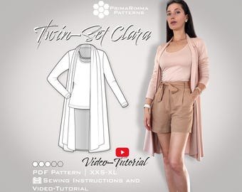 Sewing pattern | twin set Clara | E-Book | size XXS-XL | pdf download | with sewing tutorial
