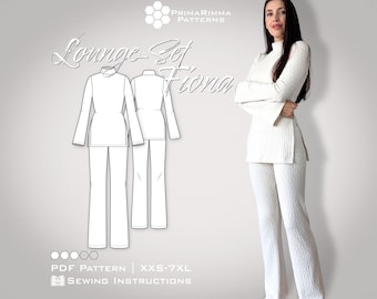 Sewing pattern | Lounge set Fiona | E-book | Sizes XXS-7XL | PDF instant download | with illustrated sewing instructions