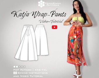 Wrap Pants Sewing Pattern Katja | Thai Pants PDF Pattern | Sizes XXS–7XL | With Video Tutorial | Instant Download