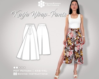 Sewing pattern | Katja beach-pants | wrap pants | E-Book | size XXS-XL+ | with sewing instructions | sew your own summer trends