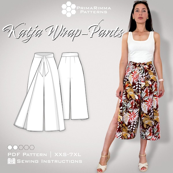 Sewing pattern | Katja beach-pants | wrap pants | E-Book | size XXS-XL+ | with sewing instructions | sew your own summer trends