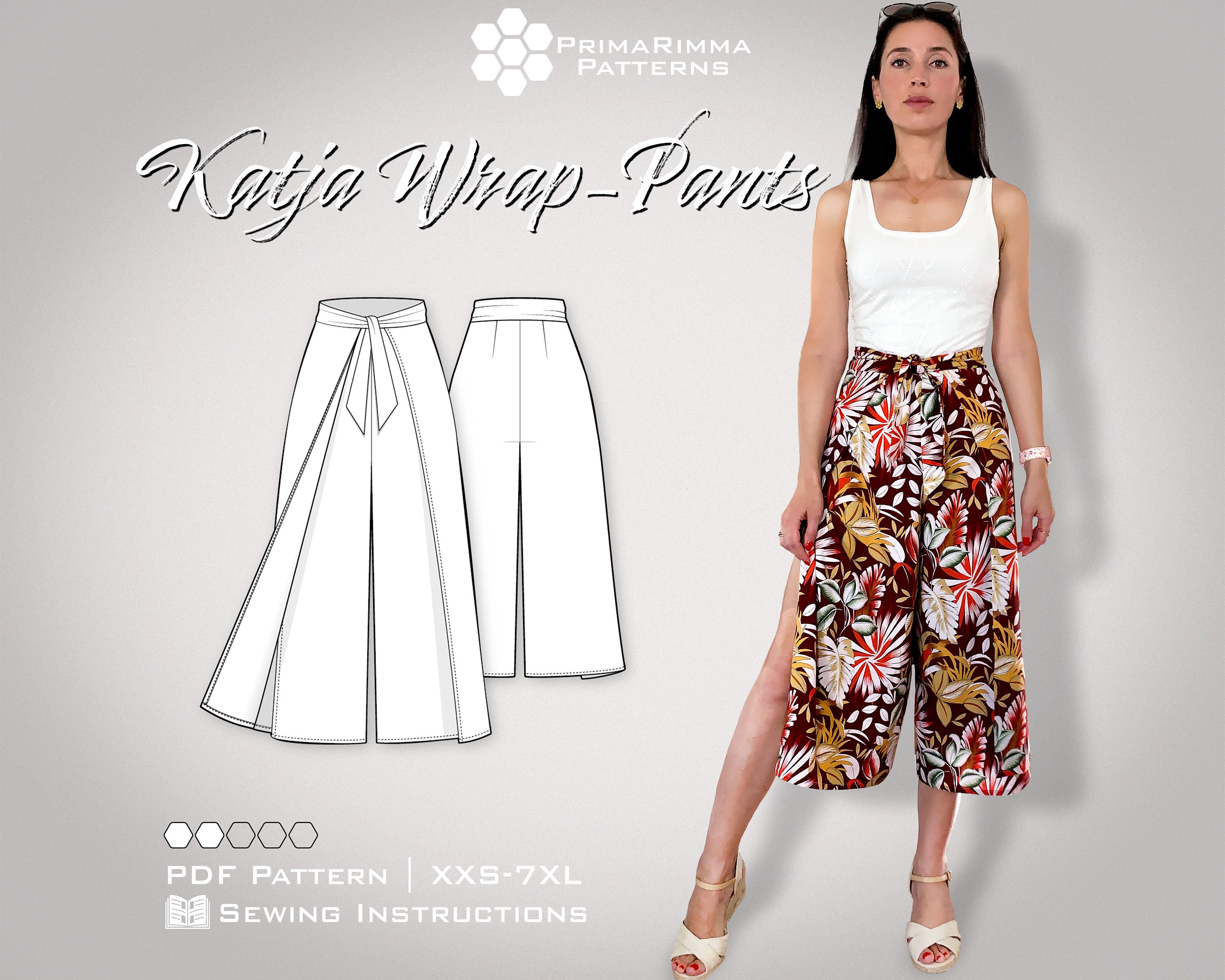 Sewing Pattern Katja Beach-pants Wrap Pants E-book Size XXS-XL