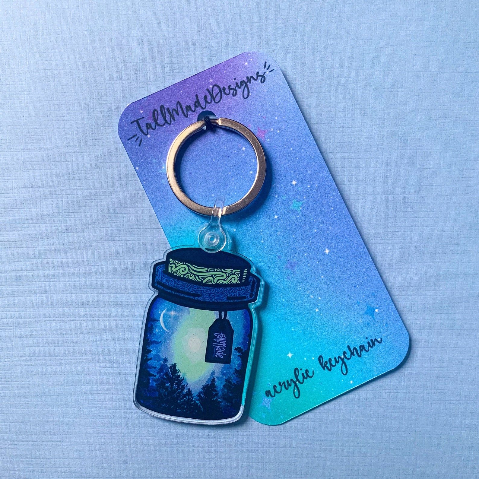 Acrylic Mason Jar Keychain Mason Jar Keychain Forest Etsy