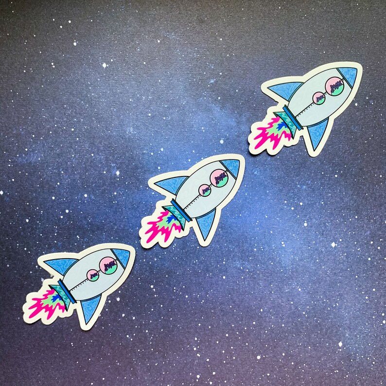 Weatherproof Rocket Ship Vinyl Sticker | Space Theme - Etsy
