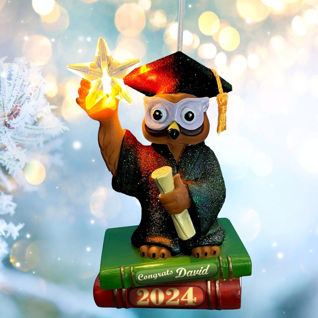 Personalized Christmas Graduation Ornament 2024 Features a Light-up ...