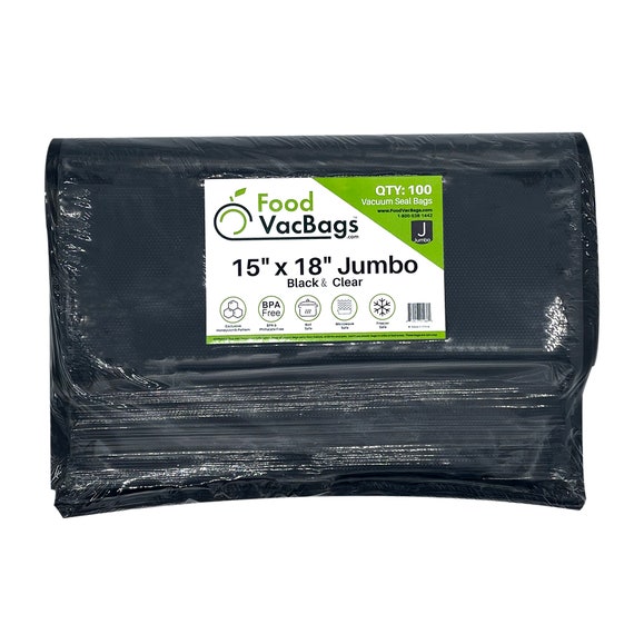 15 X 18 Jumbo Vacuum Seal Bags - Black Back Clear Front - 100 count