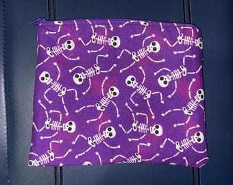 Dancing Skeletons make up bag/ pencil pouch