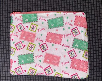 Paris postage stamp make up bag/ pencil pouch B