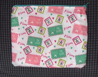Paris postage stamp make up bag/ pencil pouch