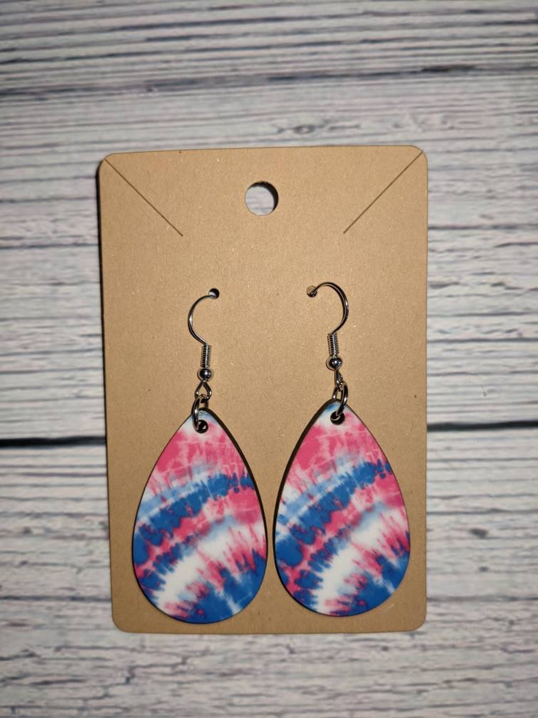 Pink and Blue Tie Dye Earrings Etsy