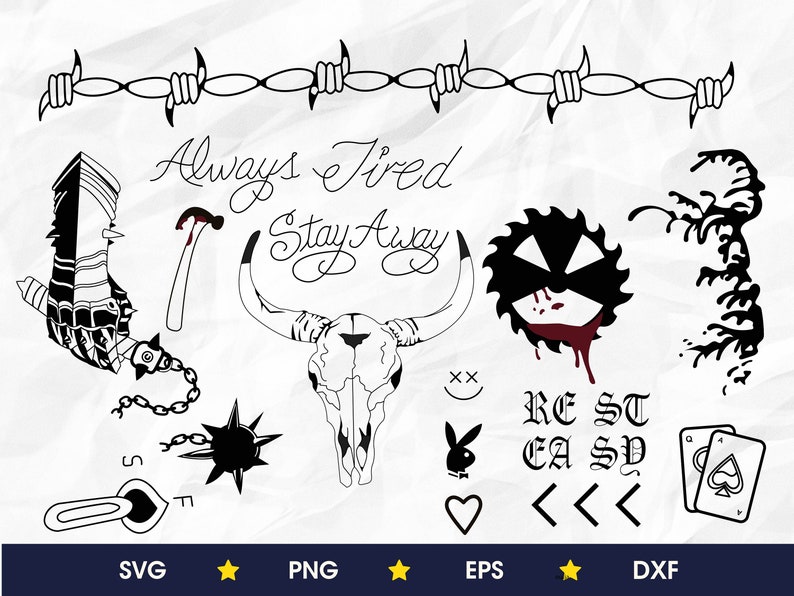 Post Malone all face tattoos new tattoos svg files post | Etsy