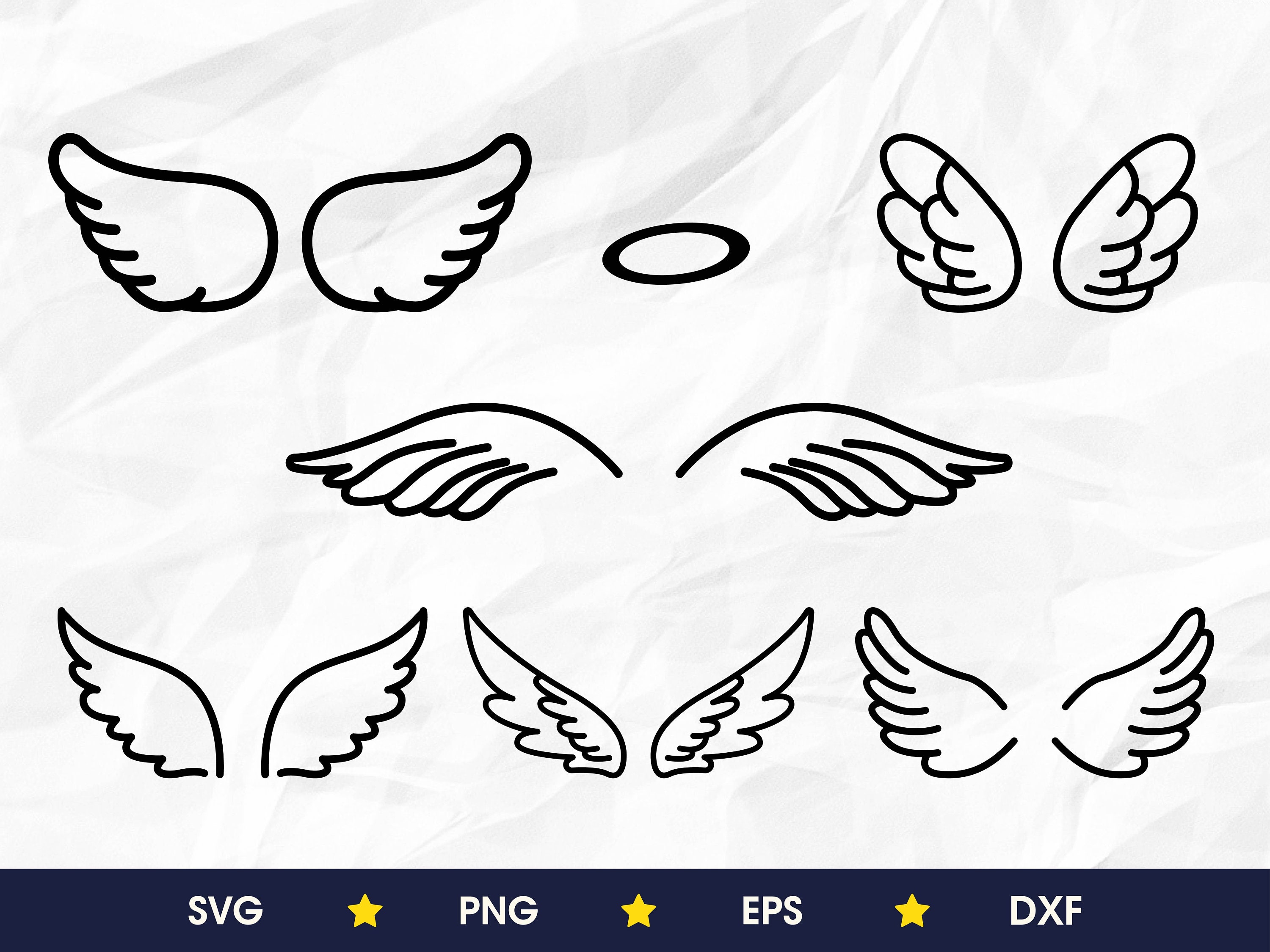Angel wings bundle svg angel wings svg halo svg png eps | Etsy