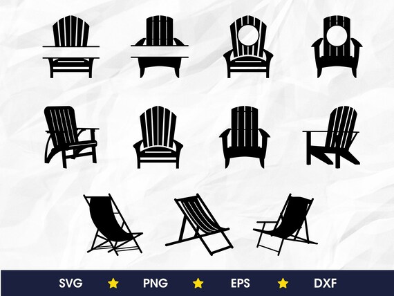 Beach chair svg bundle adirondack chair svg png eps dxf | Etsy