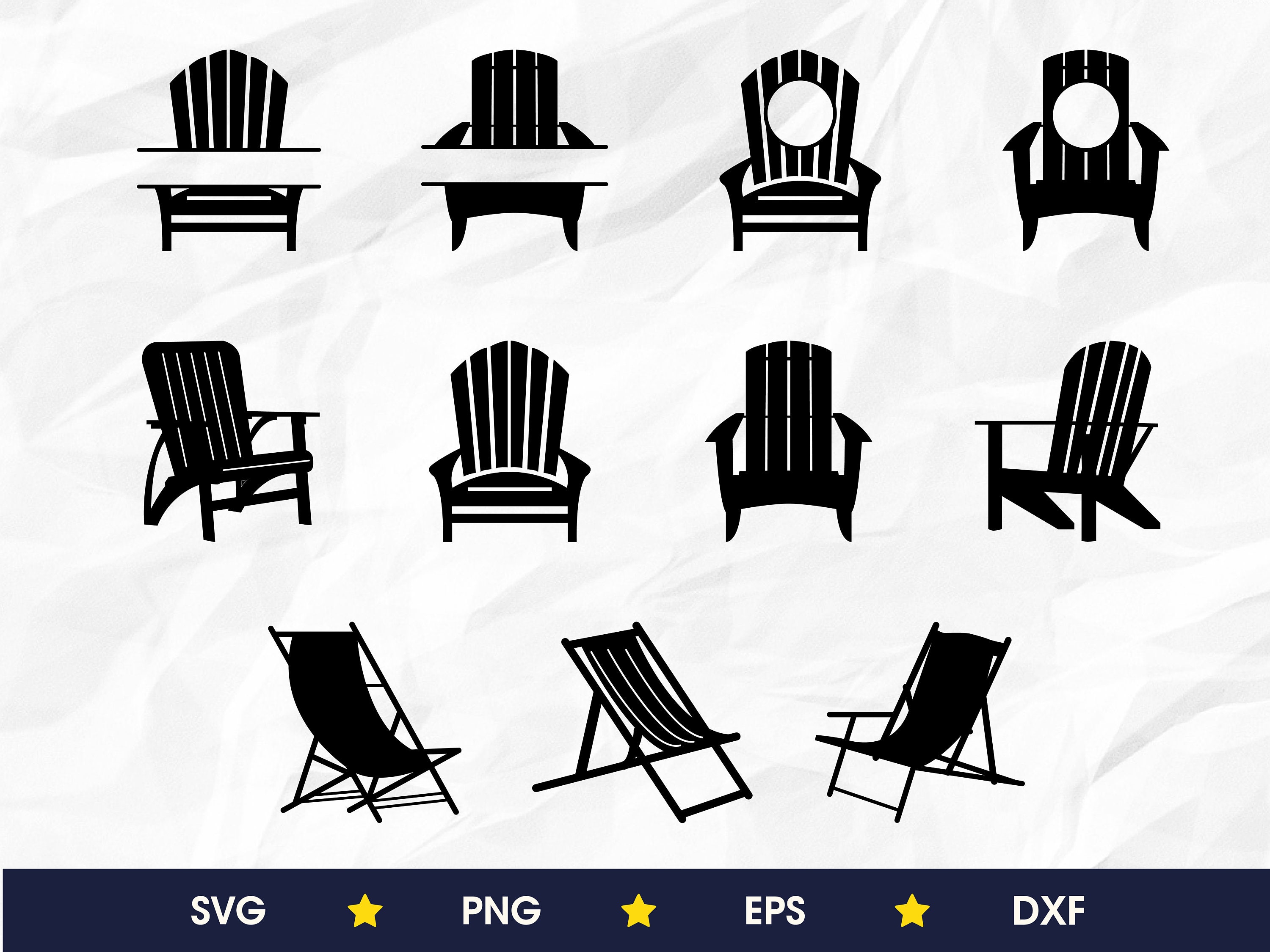 Beach chair svg bundle adirondack chair svg png eps dxf Etsy
