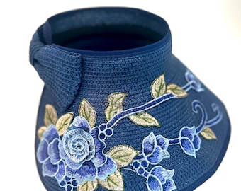 Visiera parasole compatta con ricamo floreale