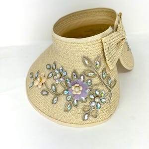 Floral Embroidered Compact Sun Visor