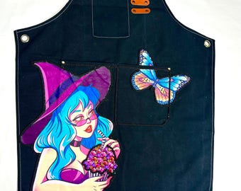 Grembiule nero ricamato personalizzato