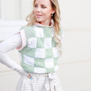 Cosy Collared Granny Square Crochet Top PDF Pattern Beginner Friendly Top The Perfect Mindful Make Crochet Crop Top Modern Pattern image 1