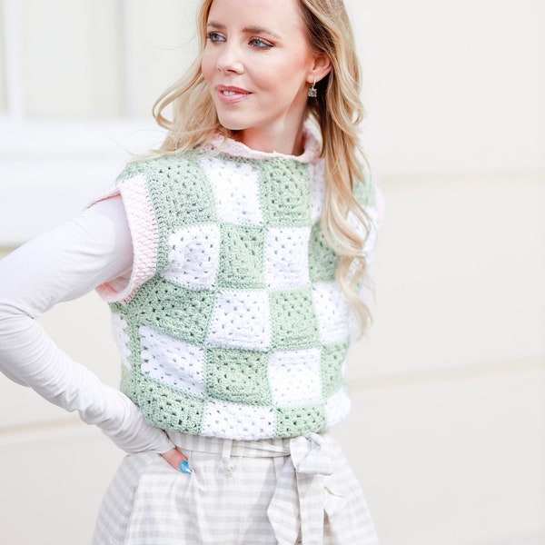 Cosy Collared Grandma Square Häkeltop PDF Muster | Anfängerfreundliches Top | The Perfect Mindful Make | Gehäkeltes Crop Top | Modernes Muster