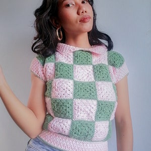 Cosy Collared Granny Square Crochet Top PDF Pattern Beginner Friendly Top The Perfect Mindful Make Crochet Crop Top Modern Pattern image 7