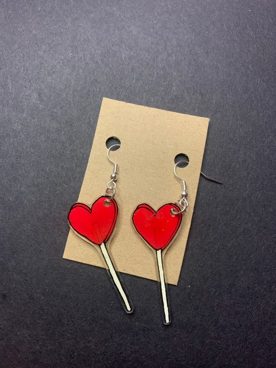 Red Lollipop Earrings Etsy