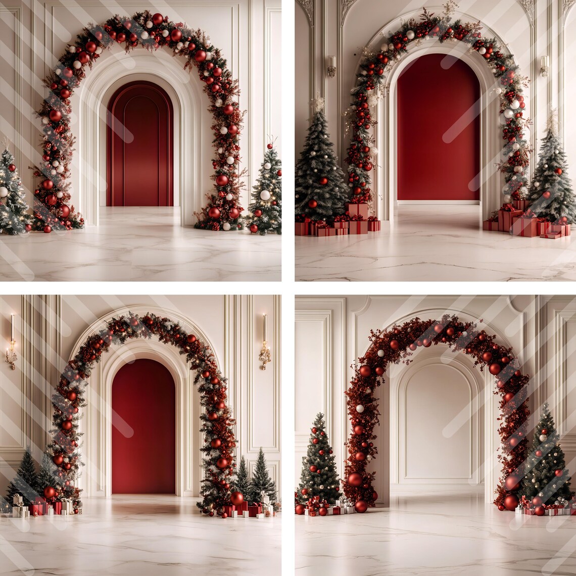 6 Christmas Arch Digital Backdrops | Christmas Backdrops | Winter ...