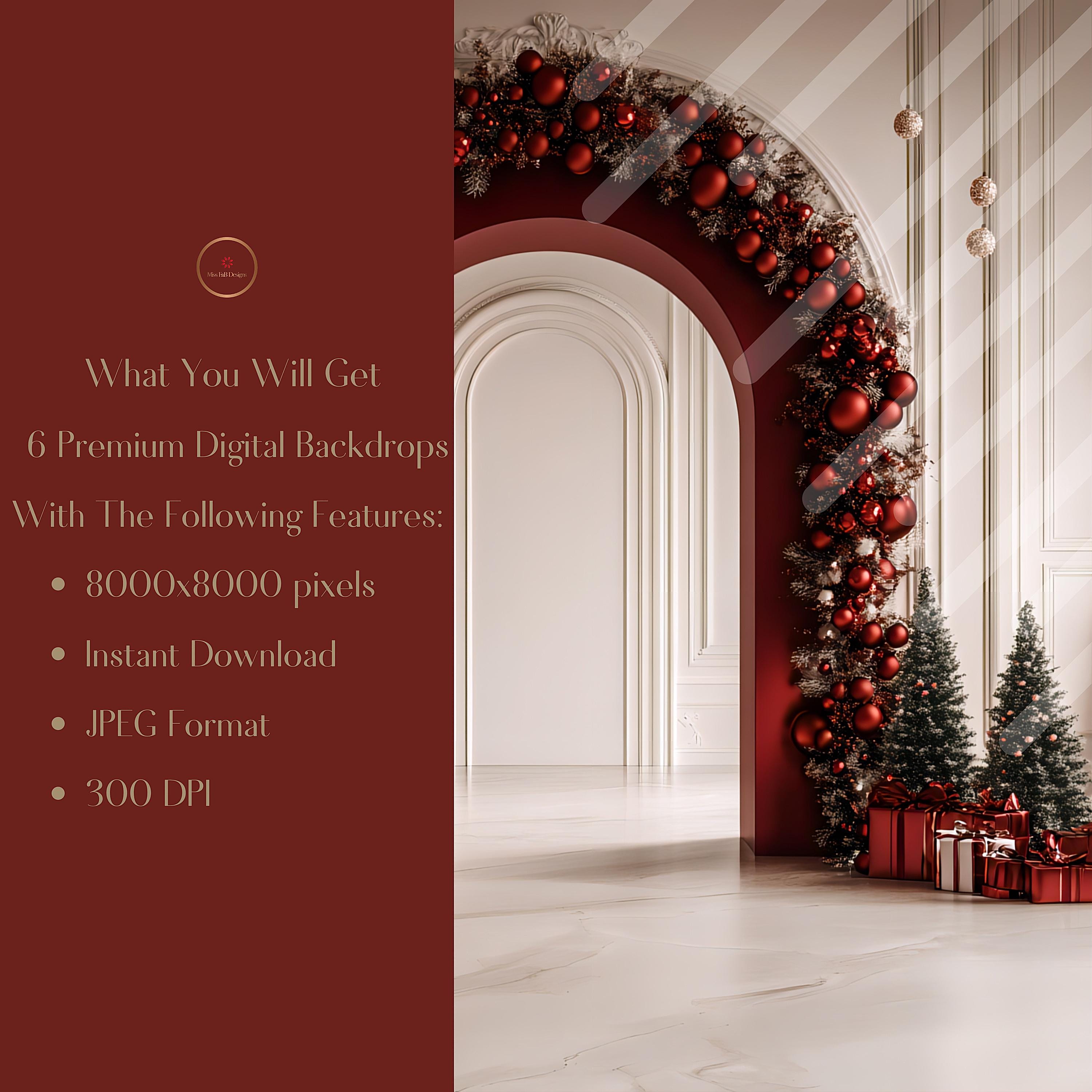 6 Christmas Arch Digital Backdrops | Christmas Backdrops | Winter ...