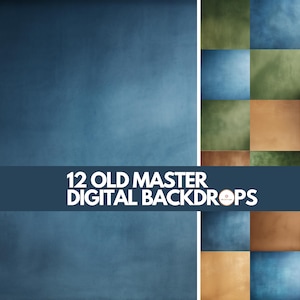 12 Old Master Digital Backdrops | Textured Headshot Studio | Blue Background | Brown Background | Green Background | Fine Art Faded Textures