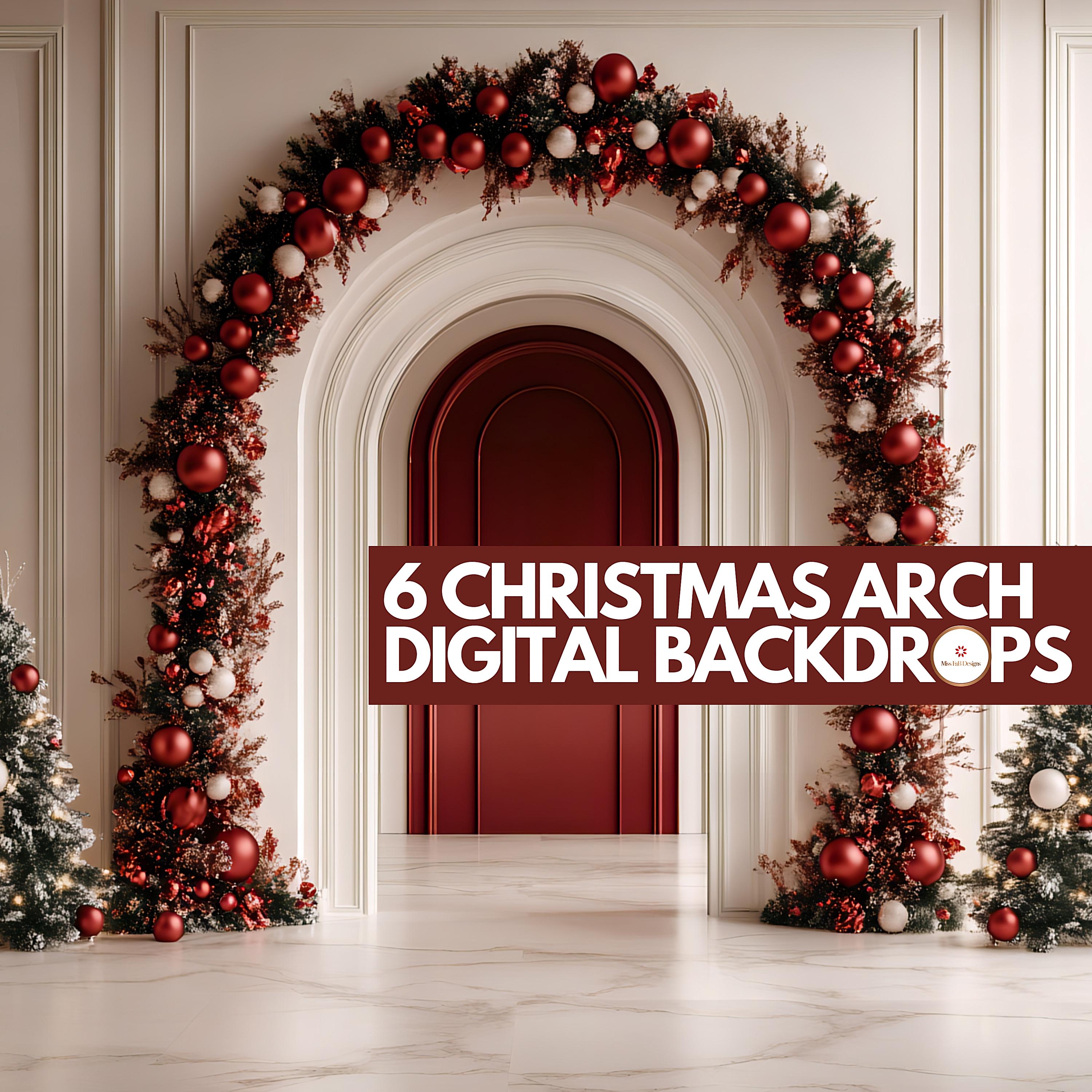 6 Christmas Arch Digital Backdrops | Christmas Backdrops | Winter ...