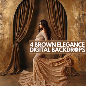 4 Brown Elegance Digital Backdrops | Gold Room Background | Golden Arch Photography Wall | Gold Textured Studio Wall | Gold Arch Backdrops