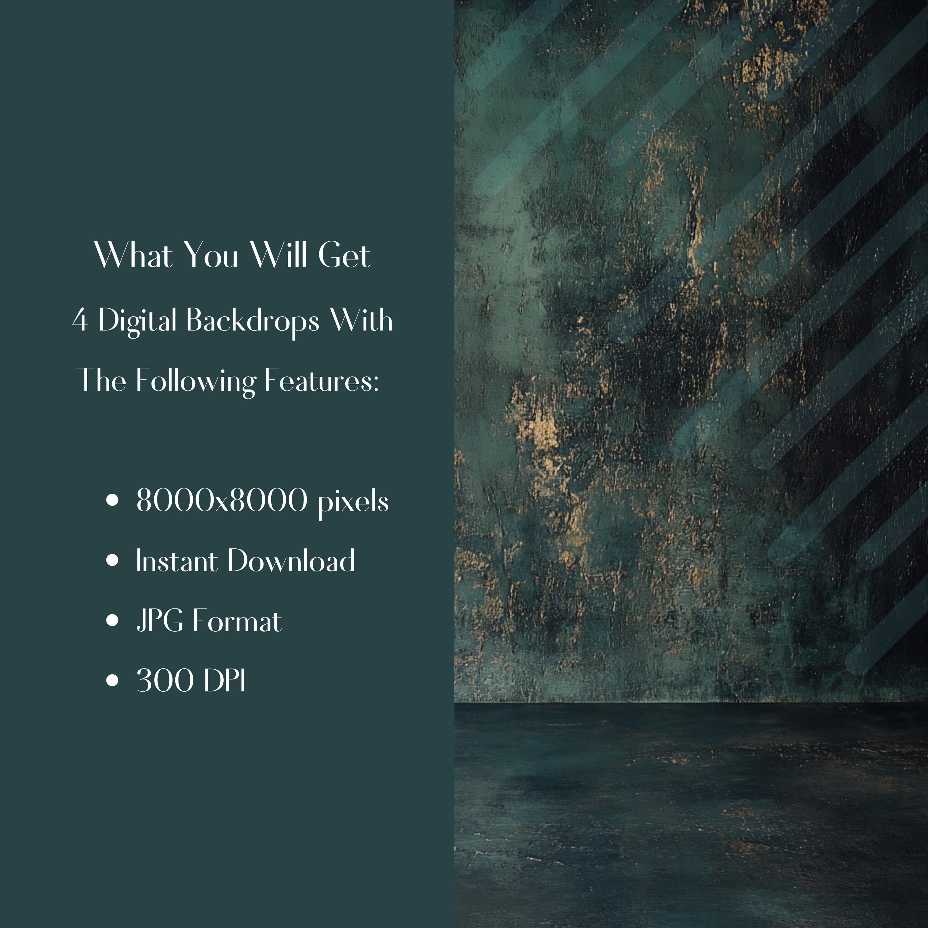 Imaster Background 4 Green Old Master Digital Backdrops | Green Background | Gold Foil ...