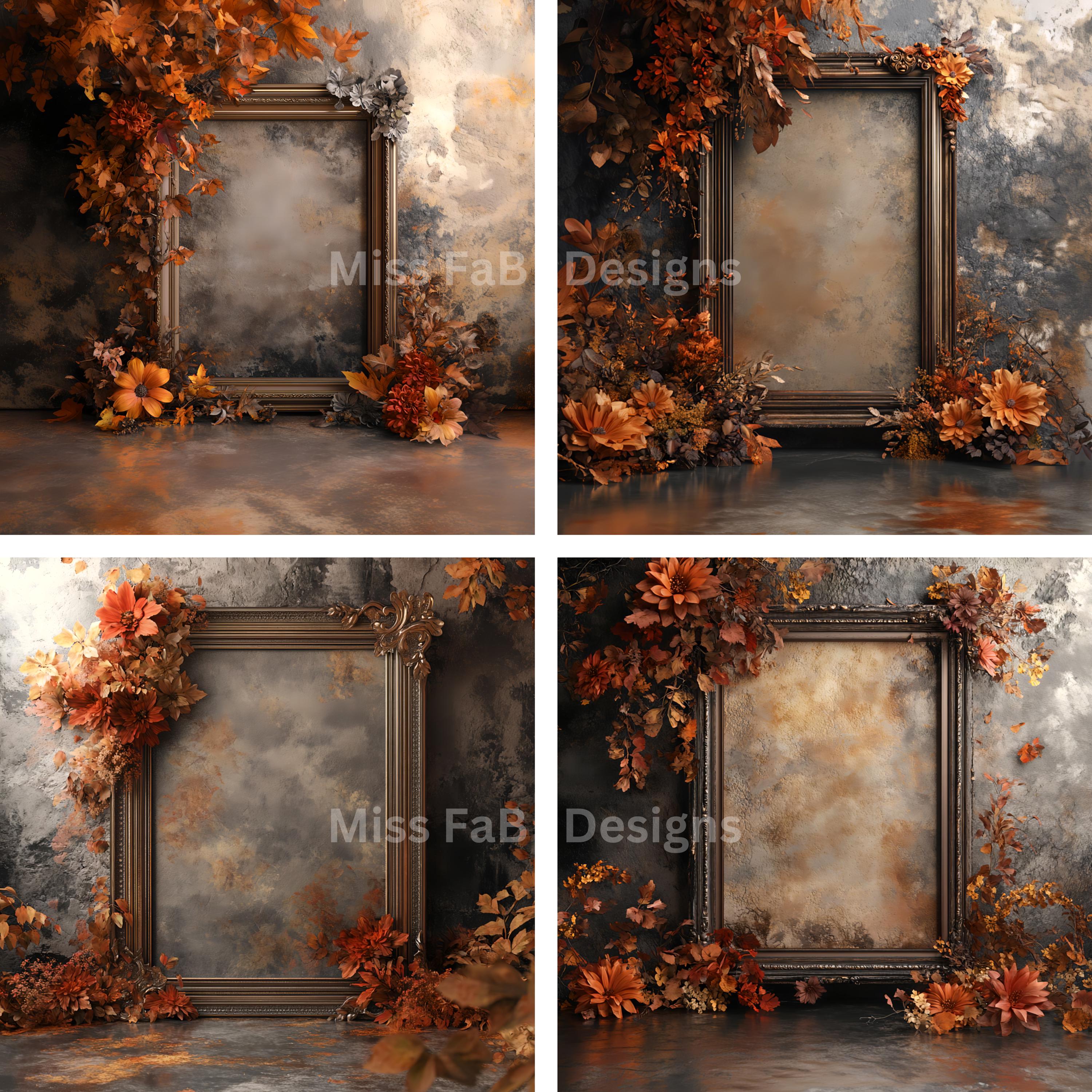 Basic Fall Backdrop 12 Fall Elegance Digital Backdrops, Fall Frame Backdrop, Autumn Foliage ...