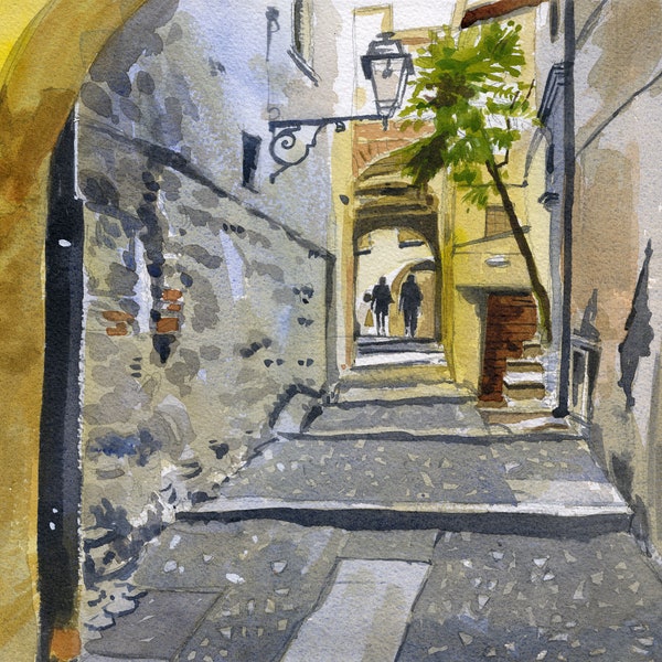 Castello, Italie, impression aquarelle, impression d'art, impression d'archives, décoration murale