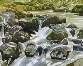 Aira Beck, Cumbria - Watercolour art print - Tranquil Lake District Living Room Art - Ideal Entryway Wall Art Gift - Tranquil Painting