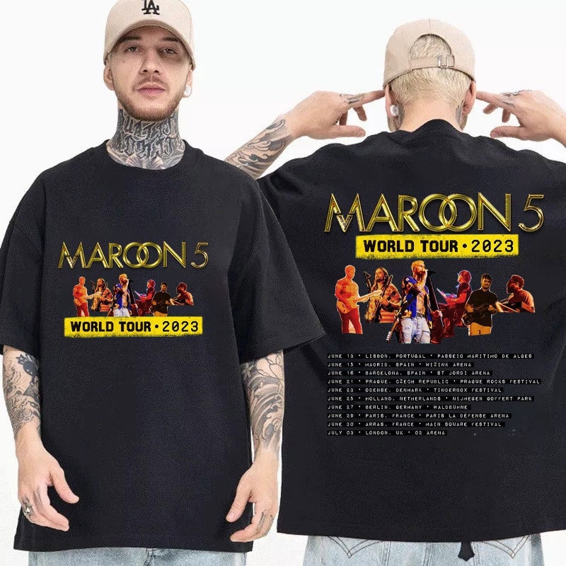 Discover Maroon 5 World Tour 2023 Shirt, Maroon 5 Fan Shirt, Maroon 5 Tour 2023 Double Sided Shirt