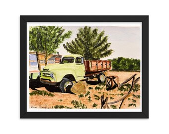 Classic truck at the Grand Caverns restaurant on Route 66. - framed