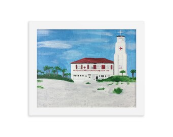 Jax Beach Lifeguard Station Print: Landmark Poster, Framed Matte Paper