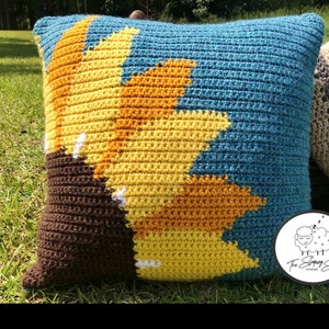 Sunflower Crochet Pillow Pattern, Intarsia Crochet