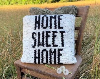 Home Sweet Home Crochet Pillow Pattern, Intarsia Crochet