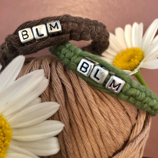 BLM Customizable Thread Bracelet, Black Lives Matter Donation Woven Macrame Bracelet, Women, Unisex, Mens Bracelet