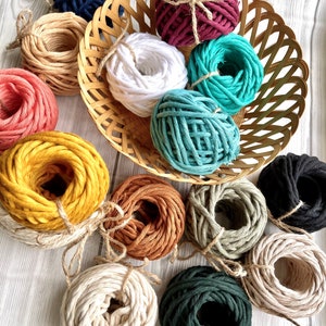 Macrame Cord Skeins,  Cotton Yarn, 4 mm Single Strand - 50, 100 feet, Chunky Yarn, Macrame Supplies, Craft Yarn, Cotton Cord / Twine / Rope