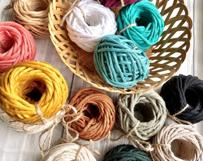 Featured listing image: Macrame Cord Skeins,  Cotton Yarn, 4 mm Single Strand - 50, 100 feet, Chunky Yarn, Macrame Supplies, Craft Yarn, Cotton Cord / Twine / Rope