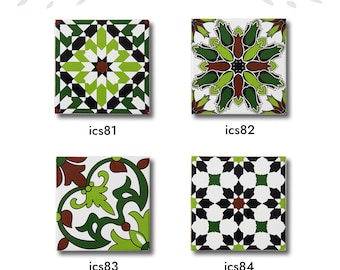 Green modern tiles, Decorative ceramic tiles, 10cm*10cm(4in*4in) Porcelain Tile, Special Design Decoration, 10 pieces (1 sq/ft)