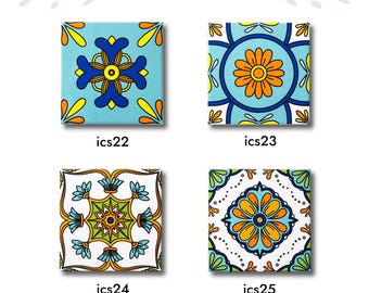 Mexican patterned porcelain tiles, 10cm*10cm(4in*4in) Porcelain Tile, Special Design Decoration, 10 pieces (1 sq/ft)